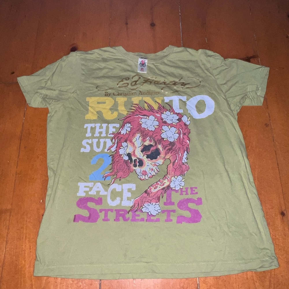 Green Ed Hardy Short Sleeve Tee